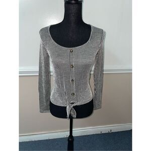 NWT Caution To The Wind Stripe Tie Front Blouse